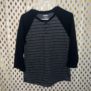 Hawk Henley grey striped men’s size S